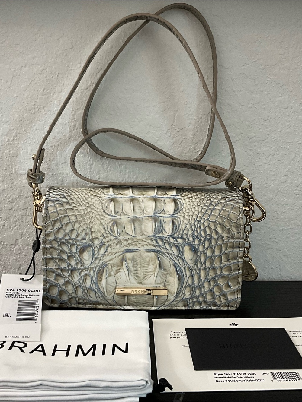 Brahmin Minuette MINDFUL GREY OMBRÉ MELBOURNE W/2 Full Eyes GORGEOUS NWT